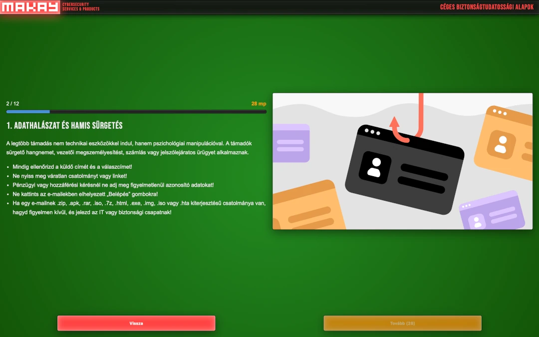 Biztonságtudatossági oktatás és teszt