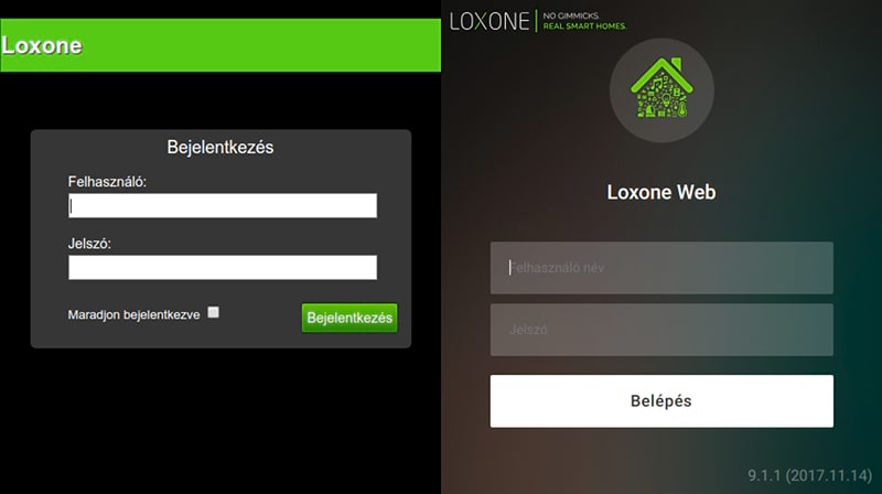 Loxone Web versions